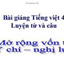 Bài giảng LTVC: Mở rộng vốn từ: Ý chí - Nghị lực - Tiếng việt 4 - GV.N.Hoài Thanh