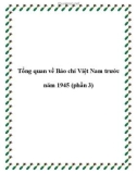 Tổng quan về Báo chí Việt Nam trước năm 1945 (phần 3)