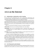 Chapter 6 - AAA on the Internet