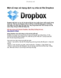 Một số mẹo sử dụng dịch vụ chia sẻ file Dropbox