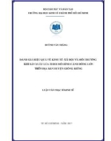 Luận văn Thạc sĩ Kinh tế: Đánh giá hiệu quả về kinh tế - Xã hội và môi trường khi sản xuất lúa theo mô hình cánh đồng lớn trên địa bàn huyện Giồng Riềng - Huỳnh Văn Thắng