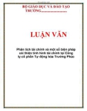 Luận văn đề tài : Phân tích tài chính và một số biện pháp cải thiện tình hình tài chính tại Công ty cổ phần Tự động hóa Trường Phúc