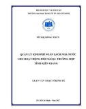 Luận văn Thạc sĩ Kinh tế: Quản lý kinh phí Ngân sách nhà nước cho hoạt động đối ngoại - Trường hợp tỉnh Kiên Giang