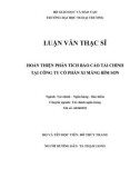 Luận văn Thạc sĩ Tài chính Ngân hàng: Hoàn thiện phân tích báo cáo tài chính tại Công ty Cổ phần xi măng Bỉm Sơn