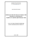 Luận văn Thạc sĩ Kinh tế chính trị: Chính sách thu hút FDI gắn với mục tiêu đảm bảo an ninh kinh tế - Nghiên cứu trường hợp tỉnh Bắc Ninh