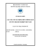 Luận văn Thạc sĩ Kinh tế: Các yếu tố tác động đến Chính sách cổ tức doanh nghiệp Việt Nam