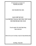 Tóm tắt Luận văn Thạc sĩ Quản trị kinh doanh: Hạn chế nợ xấu tại Ngân hàng thương mại cổ phần Ngoại thương Việt Nam chi nhánh Quảng Nam