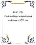 LUẬN VĂN: Chính sách kinh tế mới của Lênin và sự vận dụng nó ở Việt