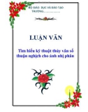 LUẬN VĂN: Tìm hiểu kỹ thuật thủy vân số thuận nghịch cho ảnh nhị phân