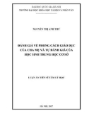 Luận án Tiến sĩ Tâm lý học: Đánh giá về phong cách giáo dục của cha mẹ và tự đánh giá của học sinh trung học cơ sở