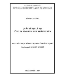 Luận văn Thạc sĩ Quản lý kinh tế: Quản lý đại lý tại Công ty Bảo hiểm BIDV Thái Nguyên