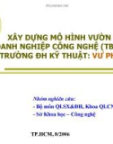 Tiểu luận: Xây dựng mô hình vườn ươm doanh nghiệp công nghệ (TBI) trong trường ĐH Kỹ thuật - Vườn ươm Phú Thọ