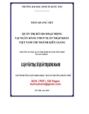 Luận văn Thạc sĩ Quản trị kinh doanh: Quản trị rủi ro hoạt động tại Ngân hàng TMCP Xuất nhập khẩu Việt Nam chi nhánh Kiên Giang