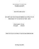 Tóm tắt luận văn thạc sĩ: Tổ chức kế toán trách nhiệm tại công ty cổ phần đầu tư và sản xuất Việt - Hàn
