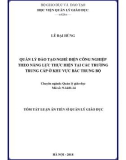 Tóm tắt Luận văn tiến sĩ Quản lý giáo dục: Quản lý đào tạo nghề Điện công nghiệp theo năng lực thực hiện tại các trường trung cấp khu vực Bắc Trung Bộ