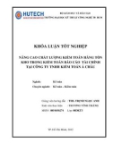 Luận văn: Nâng cao chât lượng kiểm toán hàng tồn kho trong kiểm toán báo cáo tài chính tại Cty TNHH Kiểm toán Á Châu