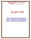 LUẬN VĂN: Phân tích tài chính và các giải pháp nhằm cải thiện tình hình tài chính tại Công ty TNHH xây dựng Bình Dương