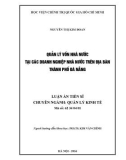 Luận án Tiến sĩ: Quản lý vốn Nhà nước tại các doanh nghiệp Nhà nước trên địa bàn thành phố Đà Nẵng