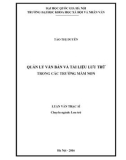 Luận văn Thạc sĩ Lưu trữ: Quản lý văn bản và tài liệu lưu trữ trong các Trường mầm non