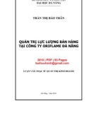 Luận văn Thạc sĩ Quản trị kinh doanh: Quản trị lực lượng bán hàng tại Công ty Oriflame Đà Nẵng