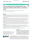 Primary care physicians' approaches to lowvalue prescribing in older adults: A qualitative study