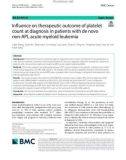 Influence on therapeutic outcome of platelet count at diagnosis in patients with de novo non-APL acute myeloid leukemia