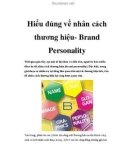 Hiểu đúng về nhân cách thương hiệu- Brand Personality