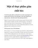 Một số thực phẩm giàu chất béo