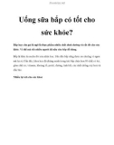 Uống sữa bắp có tốt cho sức khỏe?