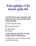 Trắc nghiệm về Di truyền quần thể