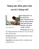 Những đặc điểm phát triển của bé 2 tháng tuổi