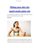 Những mẹo nhỏ cho người muốn giảm cân