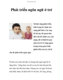 Phát triển ngôn ngữ ở trẻ