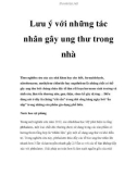 Lưu ý với những tác nhân gây ung thư trong nhà