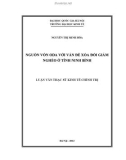 Luận văn Thạc sĩ Kinh tế chính trị: Nguồn vốn ODA với vấn đề xóa đói giảm nghèo ở tỉnh Ninh Bình