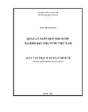 Luận văn Thạc sĩ Quản lý kinh tế: Quản lý ngân quỹ nhà nước tại Kho bạc Nhà nước Việt Nam