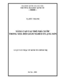 Luận văn Thạc sĩ Kinh tế chính trị: Nâng cao vai trò Nhà nước trong xóa đói giảm nghèo ở Lạng Sơn