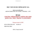 Tiểu luận: Chương trình phòng chống HIV/AIDS quốc gia - Thực trạng và giải pháp