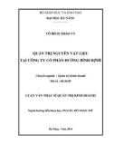 Luận văn Thạc sĩ Quản trị kinh doanh: Quản trị nguyên vật liệu tại Công ty cổ phần đường Bình Định
