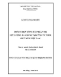 Tóm tắt luận văn Thạc sĩ Quản trị kinh doanh: Hoàn thiện công tác quản trị lực lượng bán hàng của Công Ty TNHH GIOVANNI Việt Nam