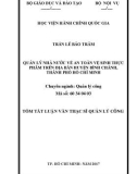 Tóm tắt Luận văn thạc sĩ Quản lý công: Quản lý nhà nƣớc về an toàn vệ sinh thực phẩm (ATVSTP) trên địa bàn huyện Bình Chánh, thành phố Hồ Chí Minh