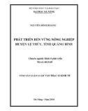 Tóm tắt luận văn Thạc sĩ Kinh tế: Phát triển bền vững nông nghiệp huyện Lệ Thủy, tỉnh Quảng Bình