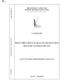 Luận văn Thạc sĩ Kinh doanh và quản lý: Hoàn thiện công tác quản lý chi Ngân sách Nhà nước tại thị xã Sơn Tây