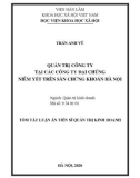 Tóm tắt luận án Tiến sĩ Quản trị kinh doanh: Quản trị công ty tại các công ty đại chúng niêm yết trên sàn chứng khoán Hà Nội