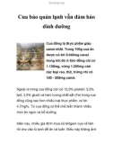 Cua bảo quản lạnh vẫn đảm bảo dinh dưỡng