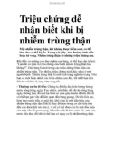 Triệu chứng dễ nhận biết khi bị nhiễm trùng thận