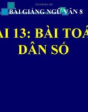 Bài giảng Ngữ văn 8 bài 13: Bài toán dân số