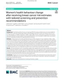 Women's health behaviour change after receiving breast cancer risk estimates with tailored screening and prevention recommendations