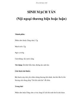 SINH MẠCH TÁN (Nội ngoại thương biện hoặc luận)