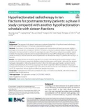 Hypofractionated radiotherapy in ten fractions for postmastectomy patients: A phase II study compared with another hypofractionation schedule with sixteen fractions